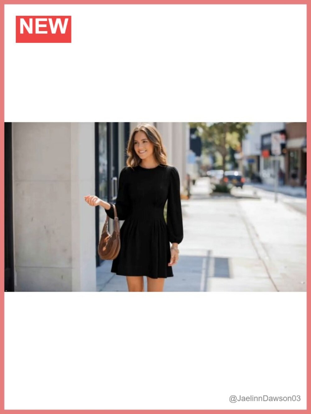 Women Puff Long Sleeve High Waist A-Line Mini Dress for Work Fall - Picture 6 of 6